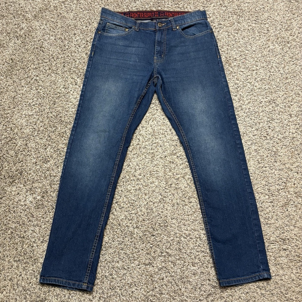 Frontier‎ Supply Co Jeans Mens 32x30 Blue Medium Wash Straight Stretch Denim